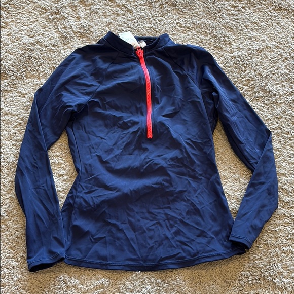 Boden Navy Rash Guard with Pink Zipper - Picture 1 of 4